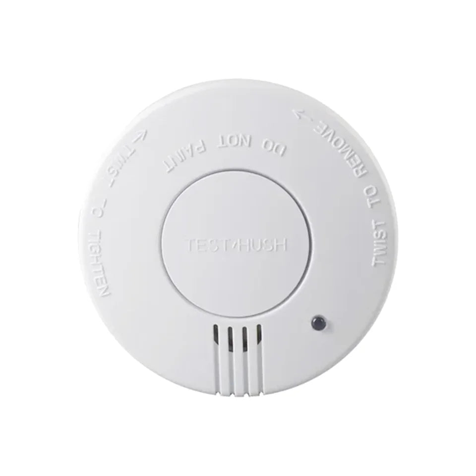 CCEsafety SA10 smoke detector close-up round body with test button and light