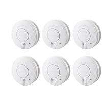 CCEsafety SA10 smoke detectors lifestyle shot with six white circular alarms