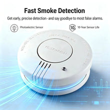 CCEsafety SA10 white smoke detector close-up, protective sensor detail