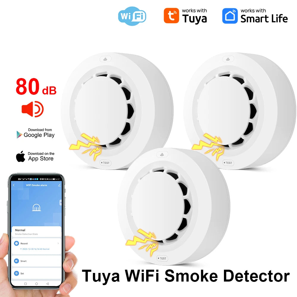 WiFi smoke detector lifestyle with smart technology and mobile app control