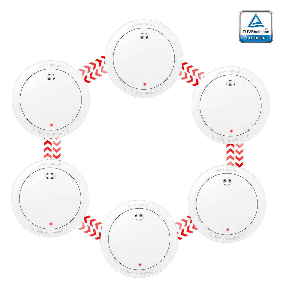 CPVAN smoke detector white circular design with red indicator lights
