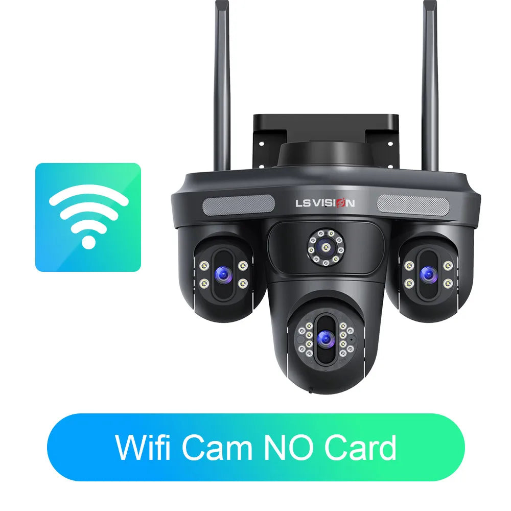 LS VISION black WiFi camera front view with dual antennas and three lenses