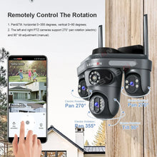 LS VISION black PTZ security camera lifestyle shot with smartphone app