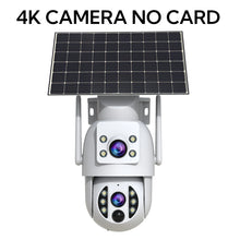 JOOAN solar WiFi camera, white/black front view with 4K resolution and no SD card