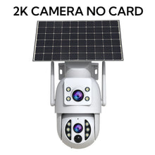 JOOAN solar WiFi camera front view, white/silver with LED indicators and no card