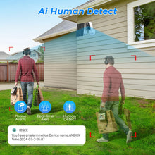 AI motion detection detail showing user alerts on blue and white camera