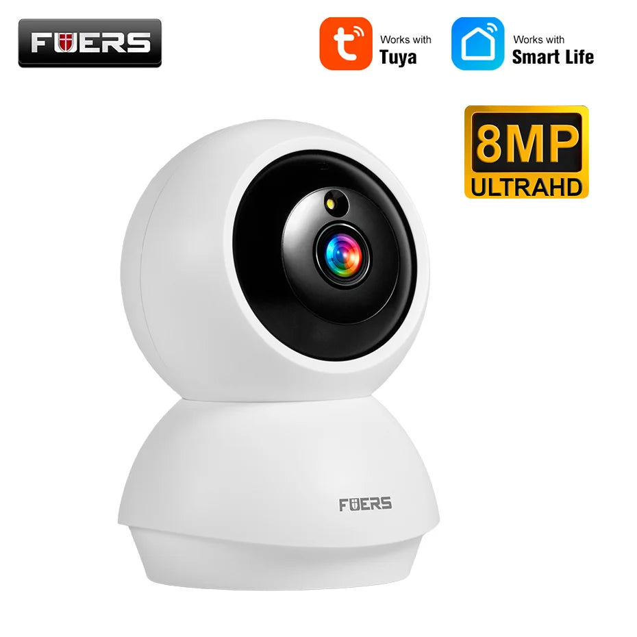 Fuers dome camera front view, white and black with colorful lens