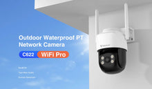 Vstarcam C622 outdoor wireless PTZ camera lifestyle shot, white/black/blue