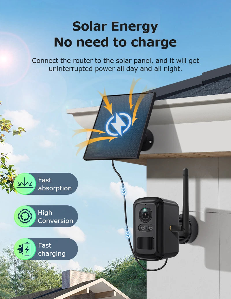 INQMEGA solar energy device lifestyle shot, black/yellow solar panel
