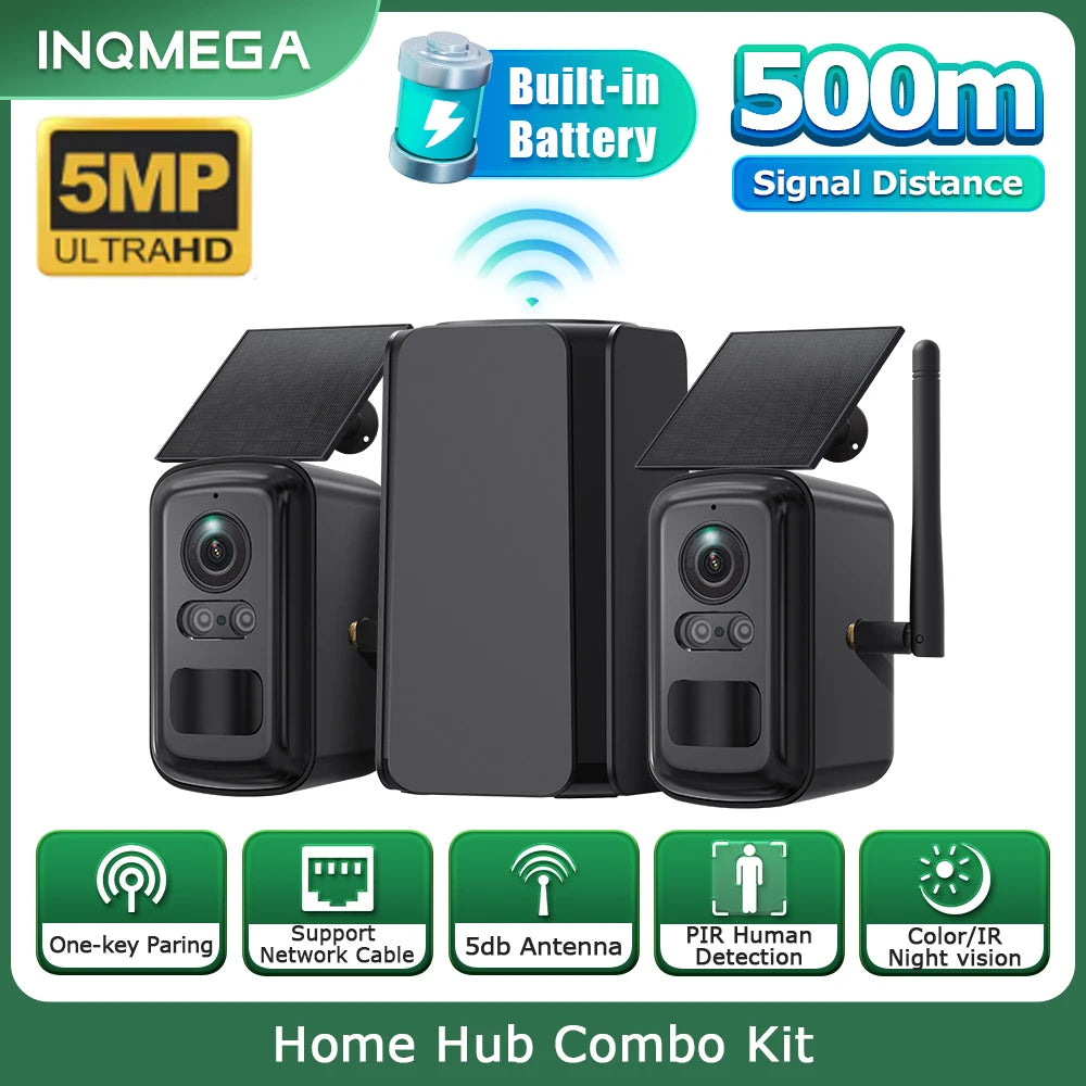 INQMEGA home hub control kit packaging, black/green with built-in battery