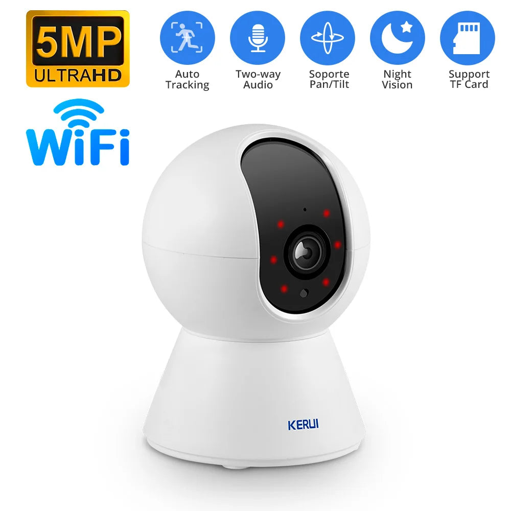 Kerui front view WiFi security camera, 5MP, night vision, white and black