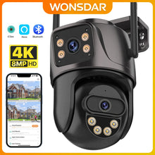 WONSDAR 4K PTZ dual-lens camera detail in black and gold on white