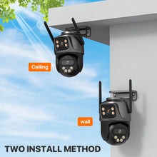 WONSDAR security camera on natural background, black and gray, two install methods