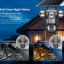 V380 Pro night vision solar security camera, black and gray diagram with lights