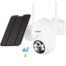FOSSENXE solar security camera with night vision, white/black background