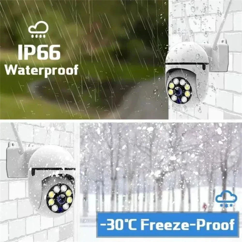 Cugo waterproof dome camera in white/black, front view showing IP66 protection