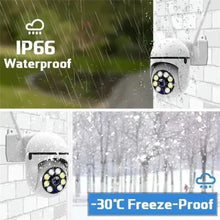 Cugo waterproof dome camera in white/black, front view showing IP66 protection