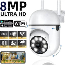 Cugo 8MP dome camera in white/black, front view with WiFi and night vision LEDs