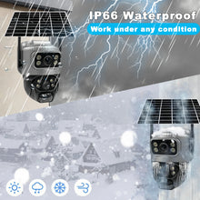 V380 Pro solar security camera, black and gray outdoor weatherproof view