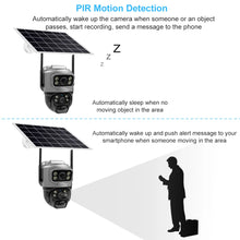 V380 Pro solar security camera detail, black and white PIR motion detection