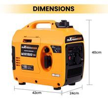 1200W portable generator side view with control panel in orange and black