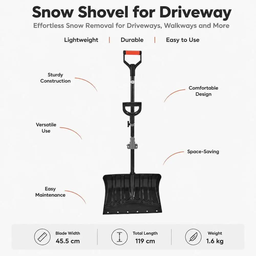 Detail view of snow shovel diagram with labelled parts