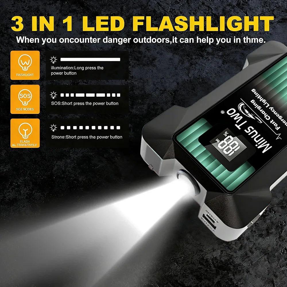 LED flashlight in black and green, detail shot.