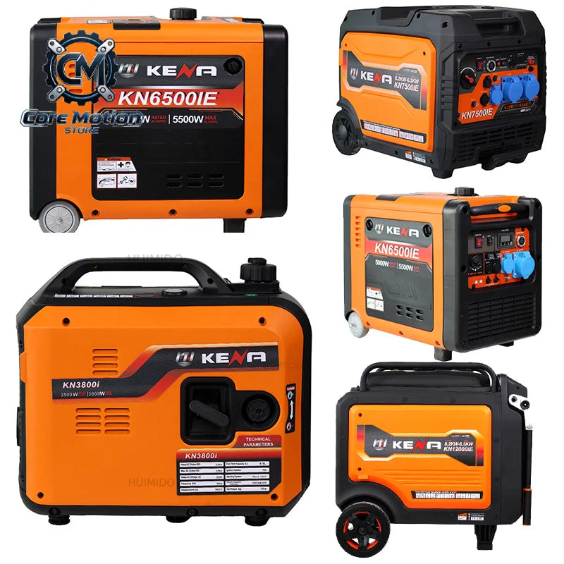 3.5kW 6.5kW Dual-Fuel Portable Generator in orange and black, side view with handle.