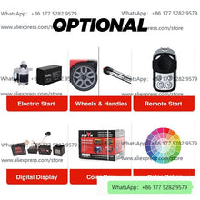 Optional accessories for generators in black, red, and gray