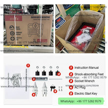 Packaging and components of the generator in a cardboard box