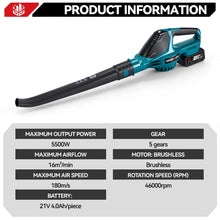 ONEVAN electric air blower packaging showing specs and battery information