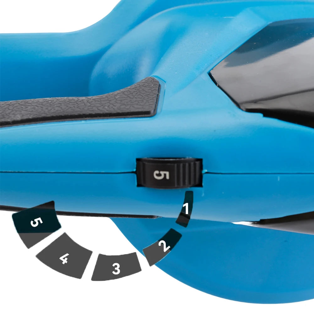 Magnitt turbo blower detail, blue and black with adjustable strap