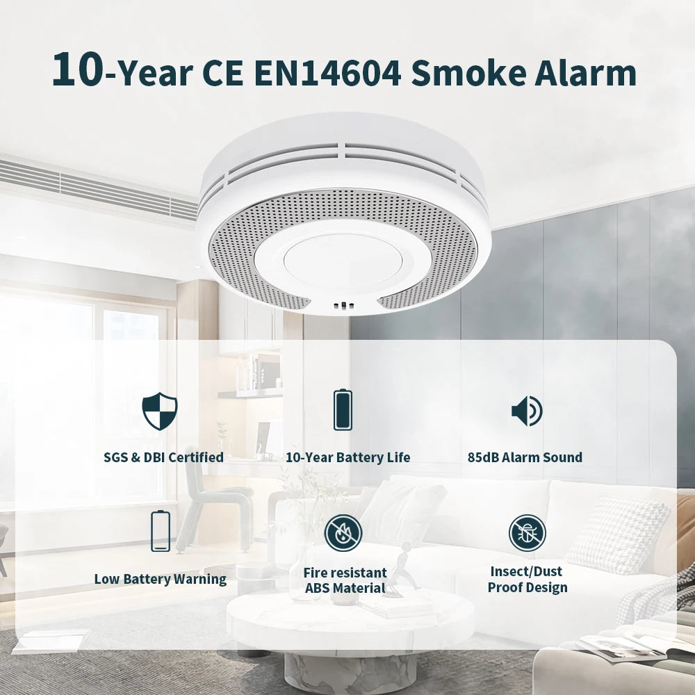10 Year Battery Interconnected Smoke Detector / Remote controller, Interlinked Wireless Fire Alarm,VS03F/RC07