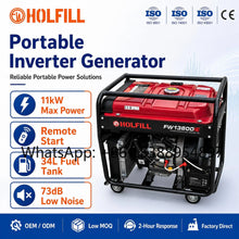 High output portable inverter generator in red and black with remote start feature.