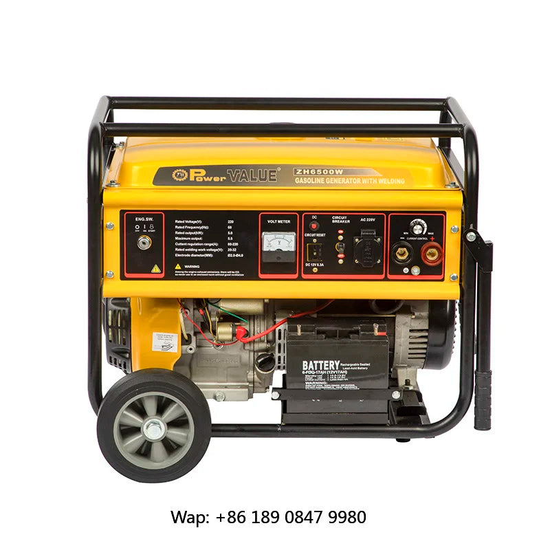 Power Value portable generator front view with yellow and black colors.