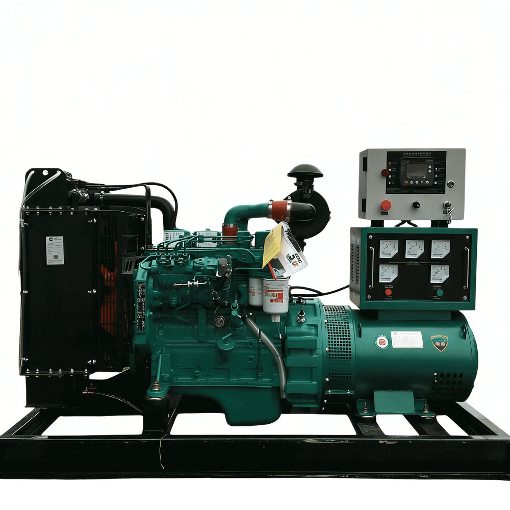 LPG propane generator in green with control panel on a white background