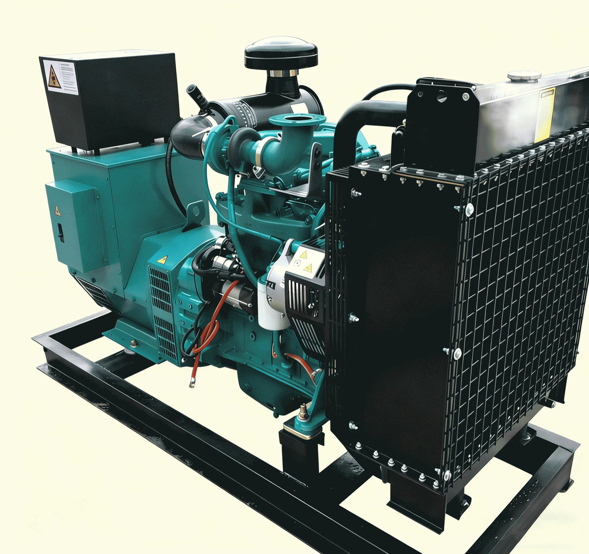 LPG propane generator in green with control panel on a white background