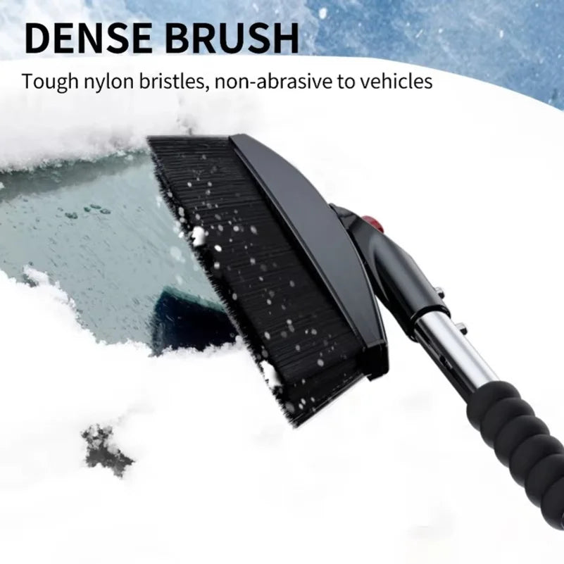 Detail of dense brush with tough bristles and ergonomic grip in black.