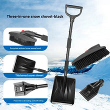 Lifestyle shot of shovel set in a snowy background featuring various tools in black and blue.