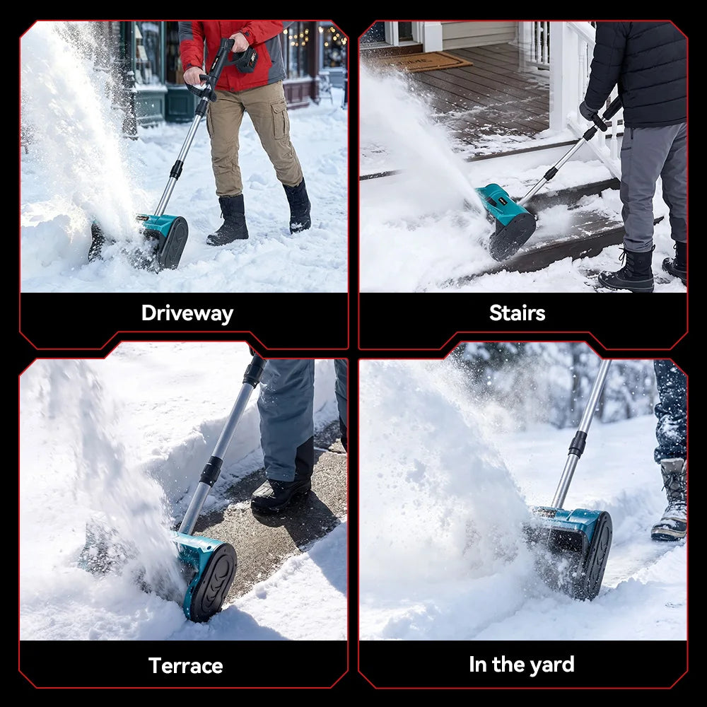 ONEVAN snow removal in action, lifestyle shot with user