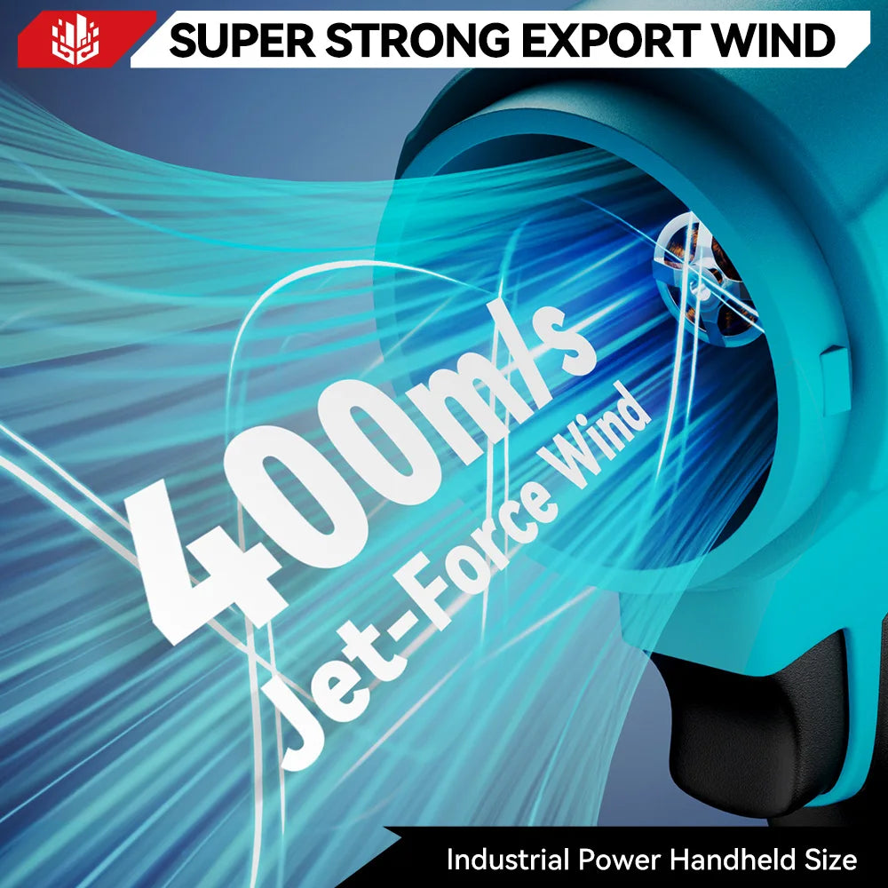 ONEVAN turbo blower airflow graphic, jet-force wind and 400ml/s airflow