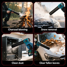 ONEVAN turbo blower lifestyle use, blue and black tool cleaning and fire removal