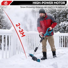 ONEVAN Brushless snow sweeper in red, man using in outdoor setting.