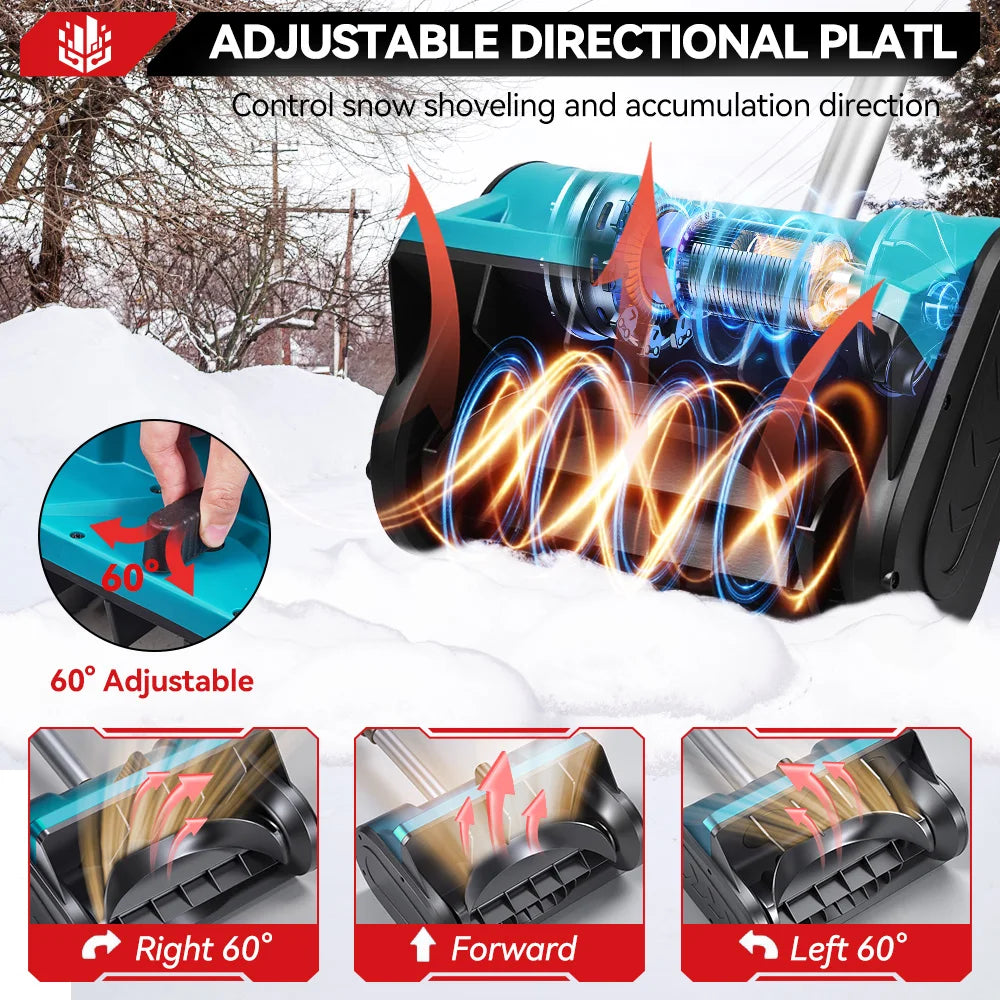 ONEVAN brushless electric snow shovel with adjustable directional plates on white background