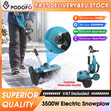 Podofo electric snow shovel with ergonomic handle in blue and black.