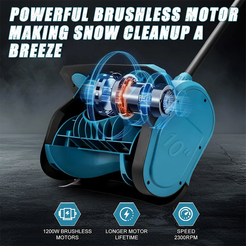 Podofo snow thrower motor detail in blue and black.