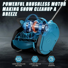 Podofo snow thrower motor detail in blue and black.