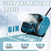 Podofo snow thrower specifications in blue and white.