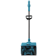 Podofo snow shovel front view, tall handle, wide scoop, blue and black.
