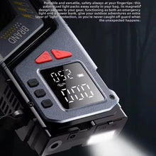 Digital display of the jump starter showing battery status in black and red